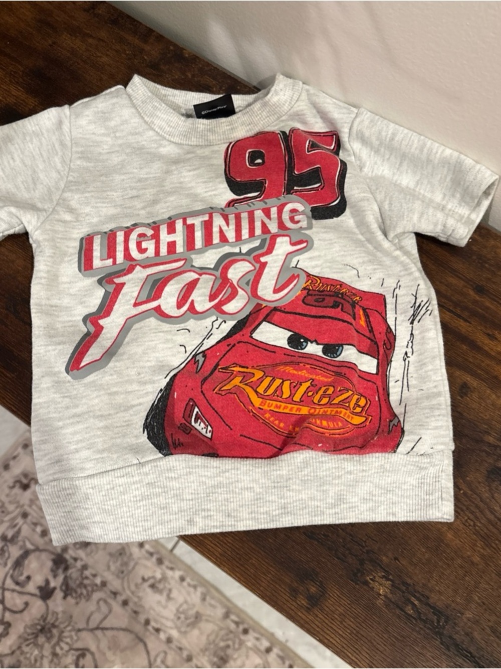 Lightning McQueen Graphic Short Sleeve Tee - Light Gray & Red
